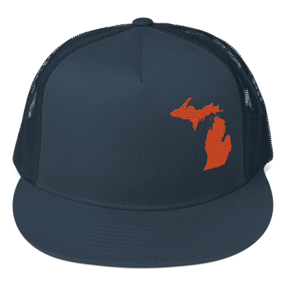 Michigan Trucker Hat | 5-Panel - Maple Leaf Orange Outline