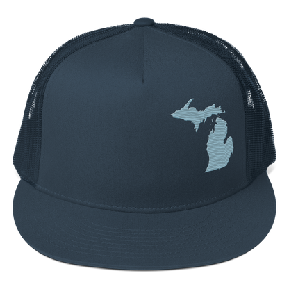 Michigan Trucker Hat | 5-Panel - Opal Blue Outline