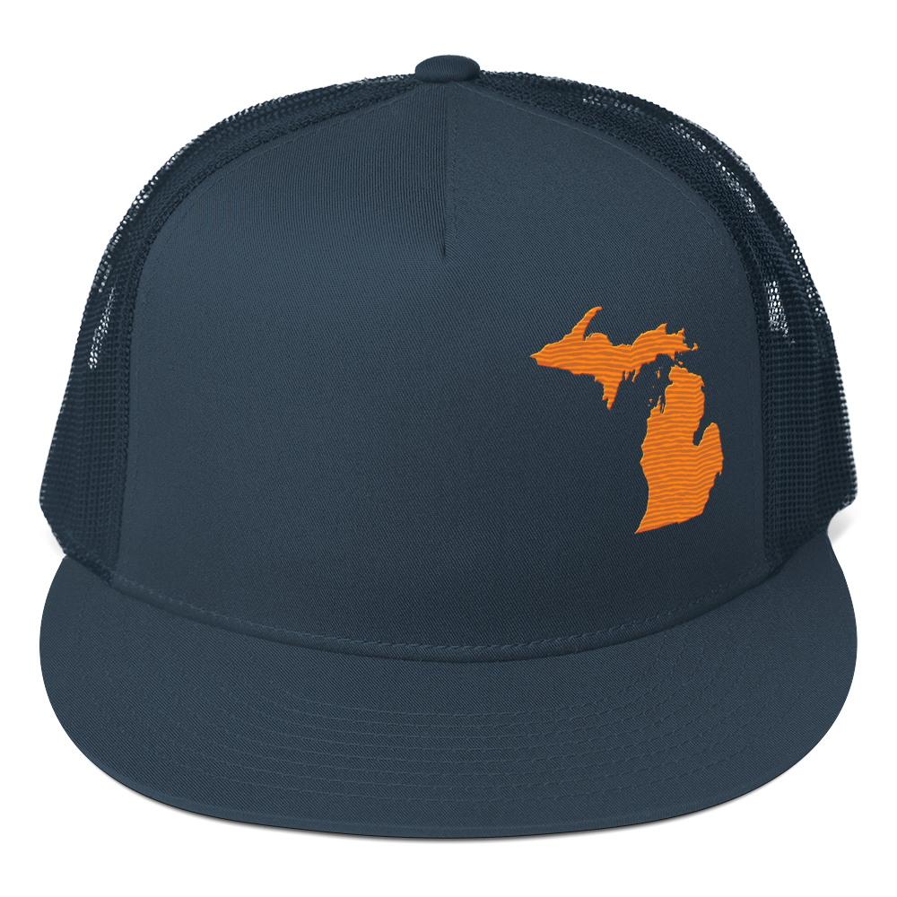 Michigan Trucker Hat | 5-Panel - Orange Outline