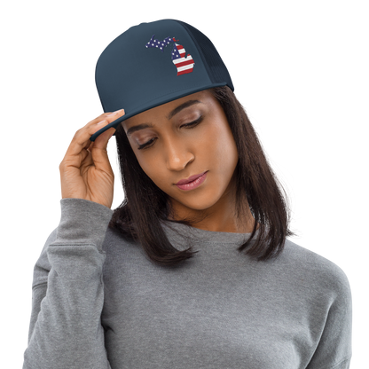 Michigan Trucker Hat | 5-Panel - Patriotic Outline