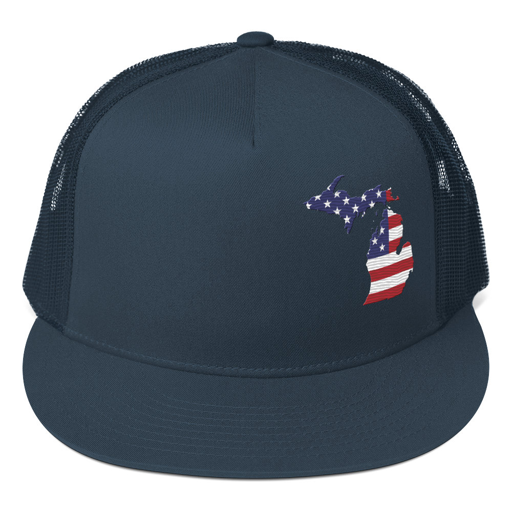 Michigan Trucker Hat | 5-Panel - Patriotic Outline