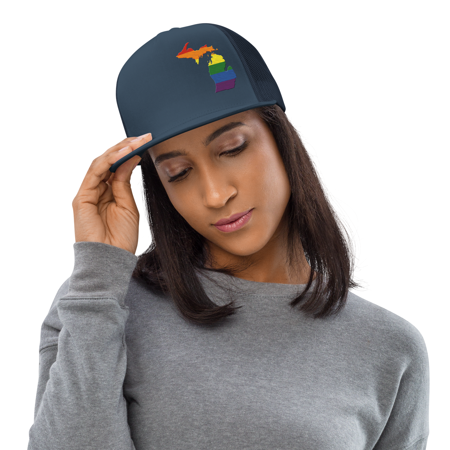 Michigan Trucker Hat | 5-Panel - Rainbow Pride Outline