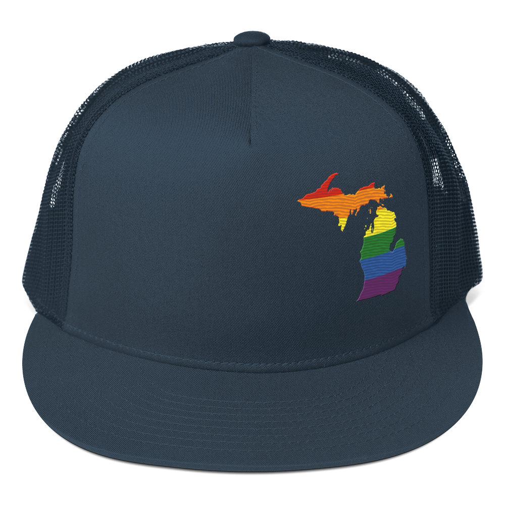 Michigan Trucker Hat | 5-Panel - Rainbow Pride Outline