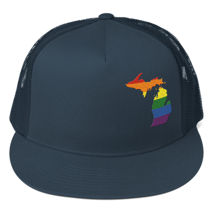 Michigan Trucker Hat | 5-Panel - Rainbow Pride Outline