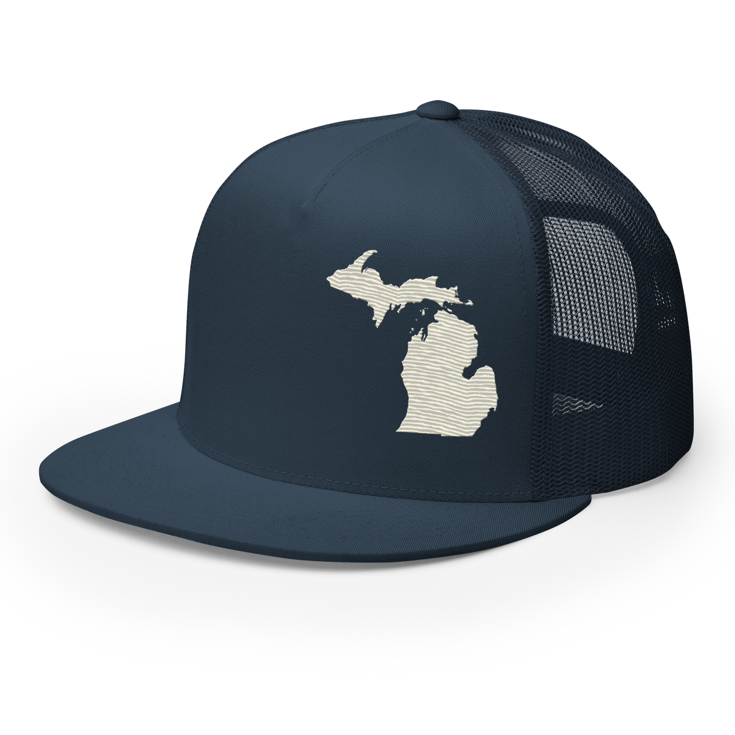 Michigan Trucker Hat | 5-Panel - Ivory White Outline