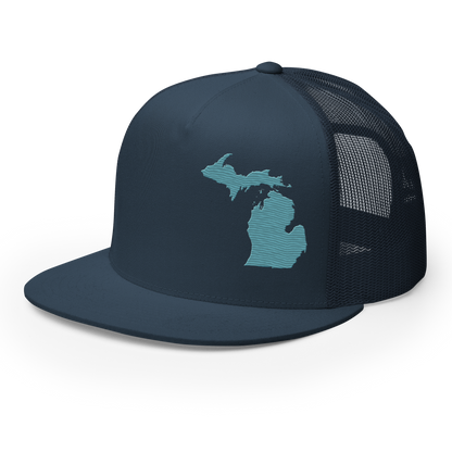 Michigan Trucker Hat | 5-Panel - Huron Blue Outline