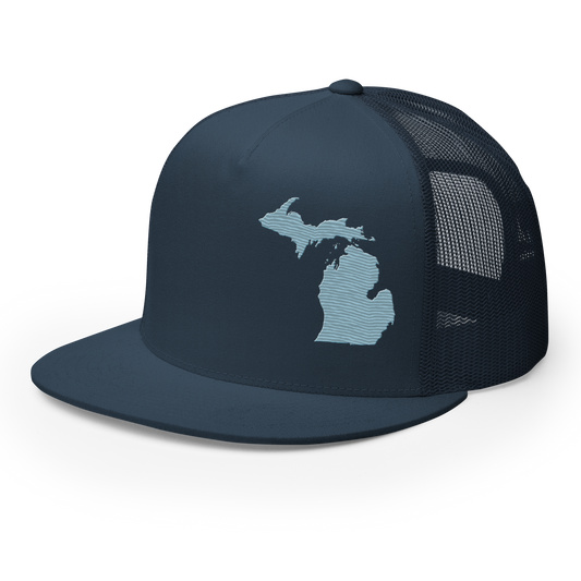 Michigan Trucker Hat | 5-Panel - Opal Blue Outline