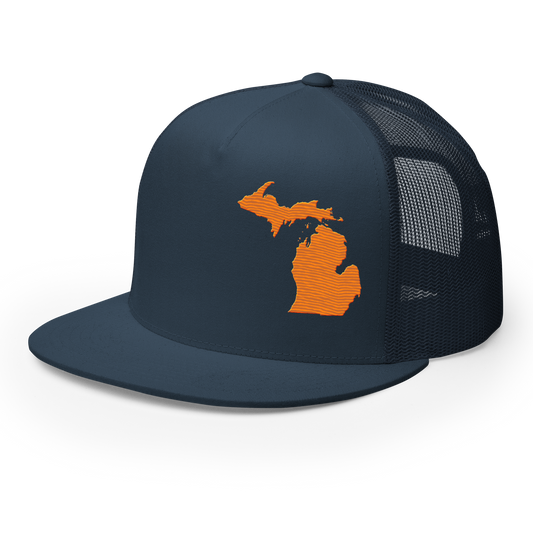 Michigan Trucker Hat | 5-Panel - Orange Outline