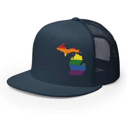 Michigan Trucker Hat | 5-Panel - Rainbow Pride Outline