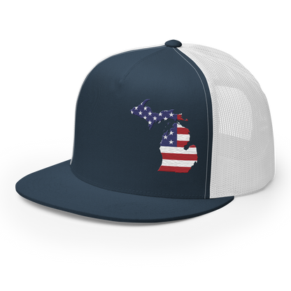 Michigan Trucker Hat | 5-Panel - Patriotic Outline