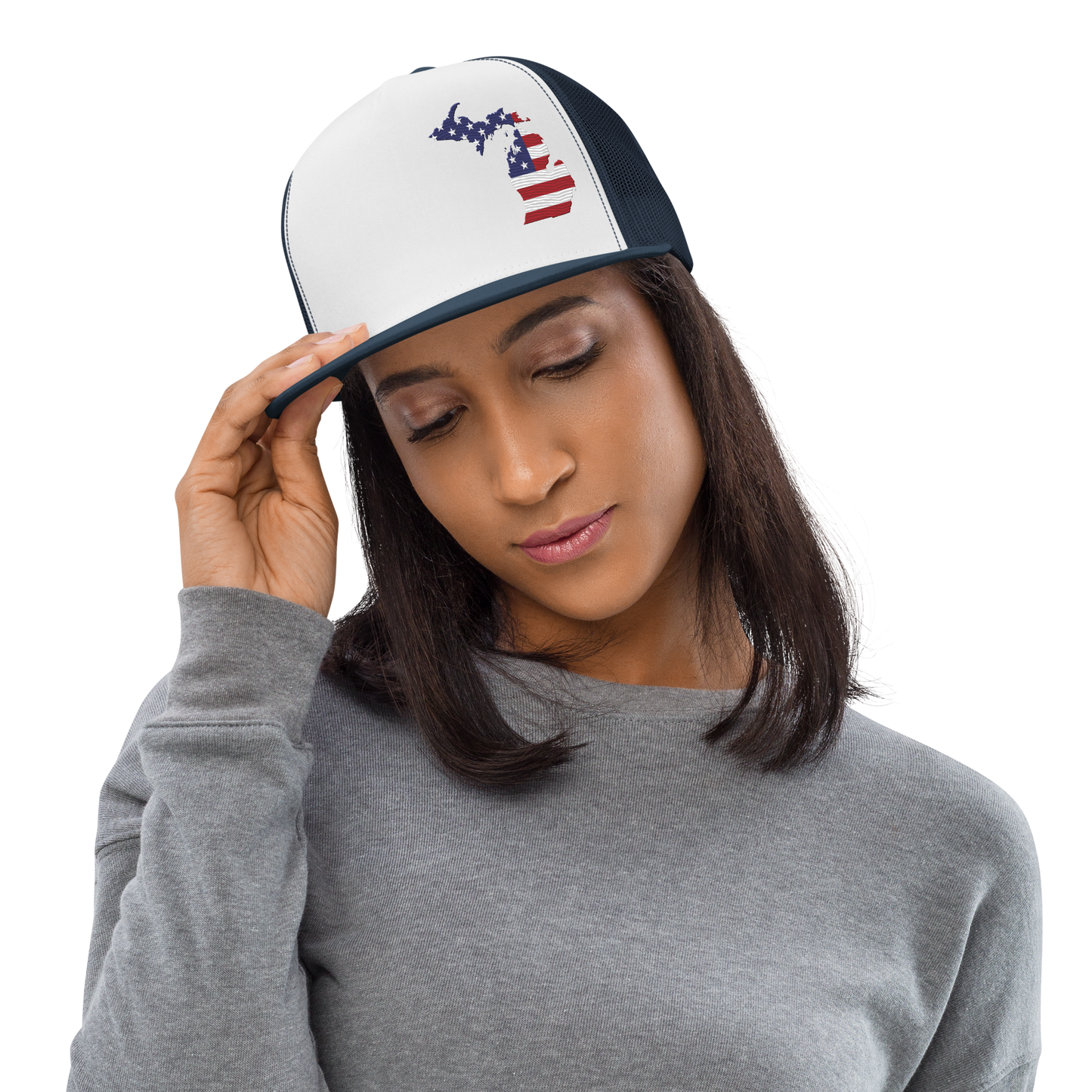 Michigan Trucker Hat | 5-Panel - Patriotic Outline