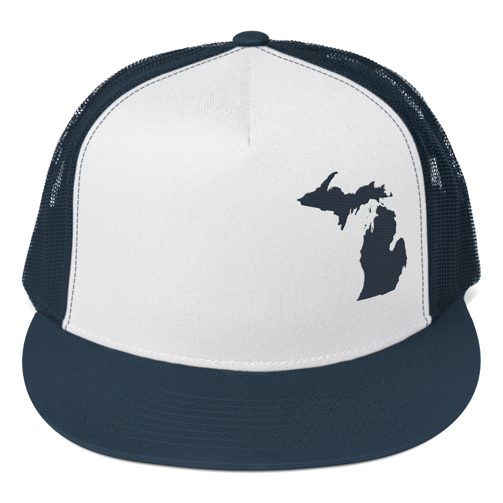 Michigan Trucker Hat | 5-Panel - Navy Outline