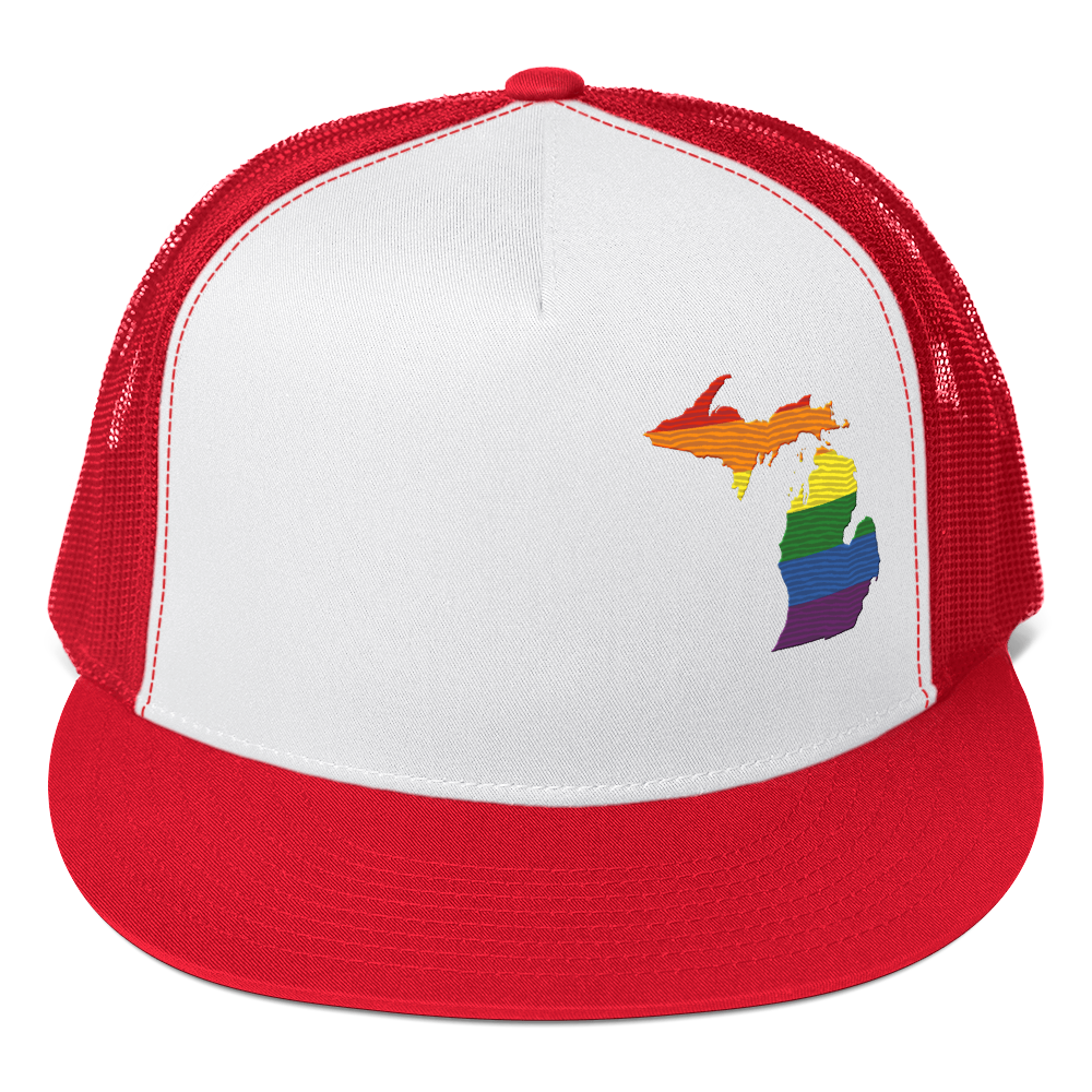 Michigan Trucker Hat | 5-Panel - Rainbow Pride Outline