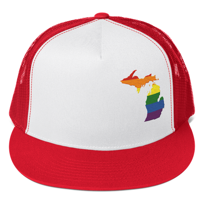 Michigan Trucker Hat | 5-Panel - Rainbow Pride Outline