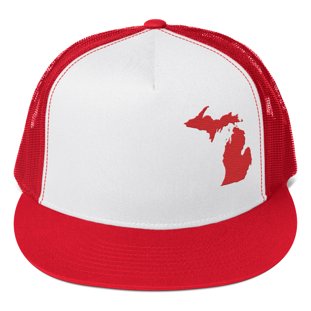 Michigan Trucker Hat | 5-Panel - Red Outline