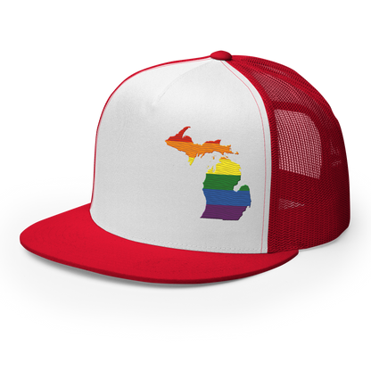 Michigan Trucker Hat | 5-Panel - Rainbow Pride Outline