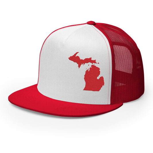 Michigan Trucker Hat | 5-Panel - Red Outline