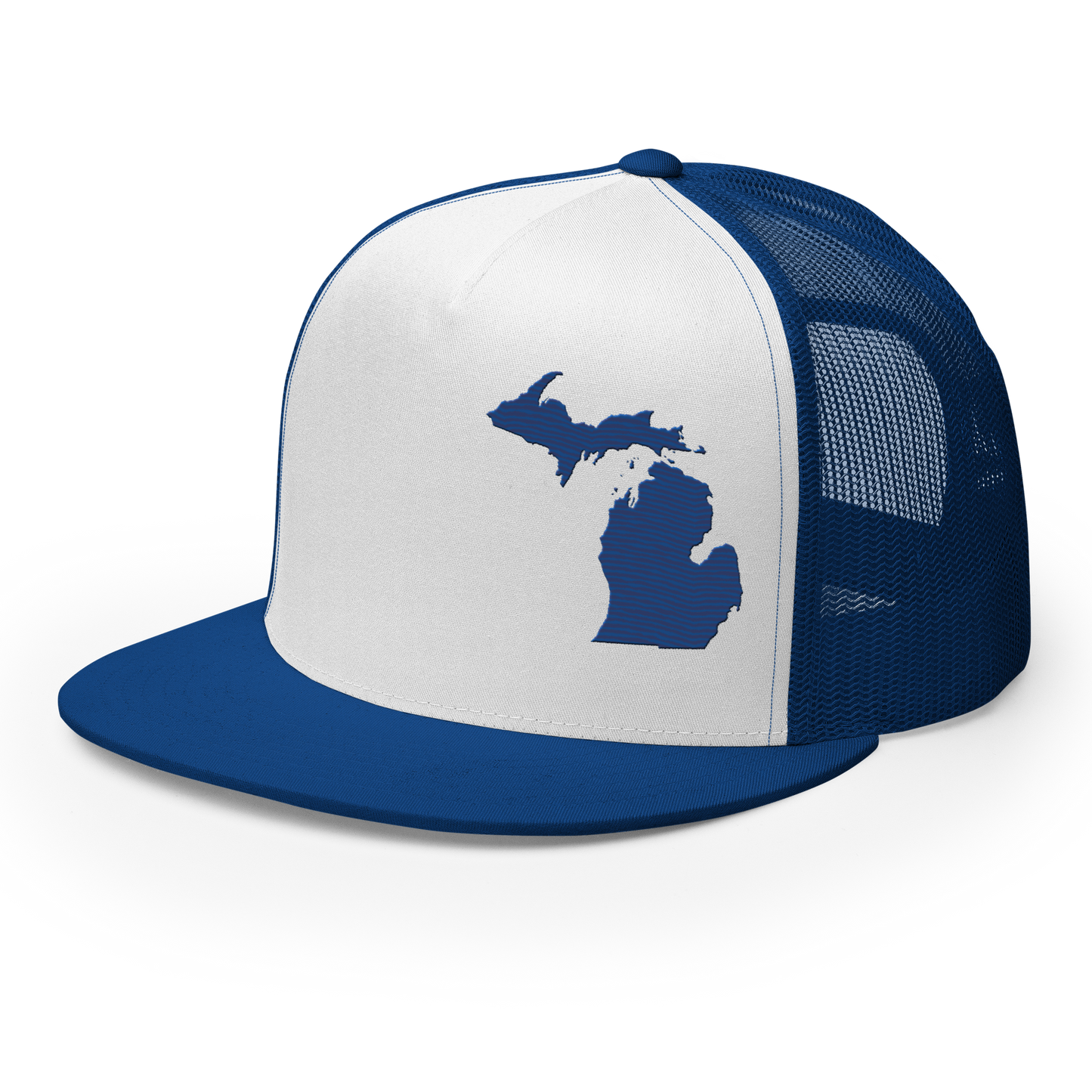 Michigan Trucker Hat | 5-Panel - Royal Blue Outline