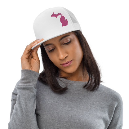 Michigan Trucker Hat | 5-Panel - Apple Blossom Pink Outline