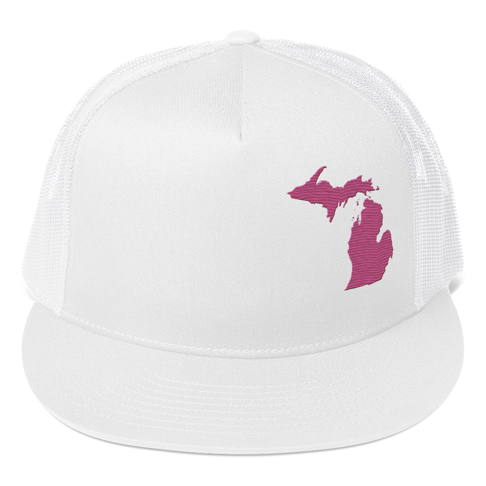 Michigan Trucker Hat | 5-Panel - Apple Blossom Pink Outline