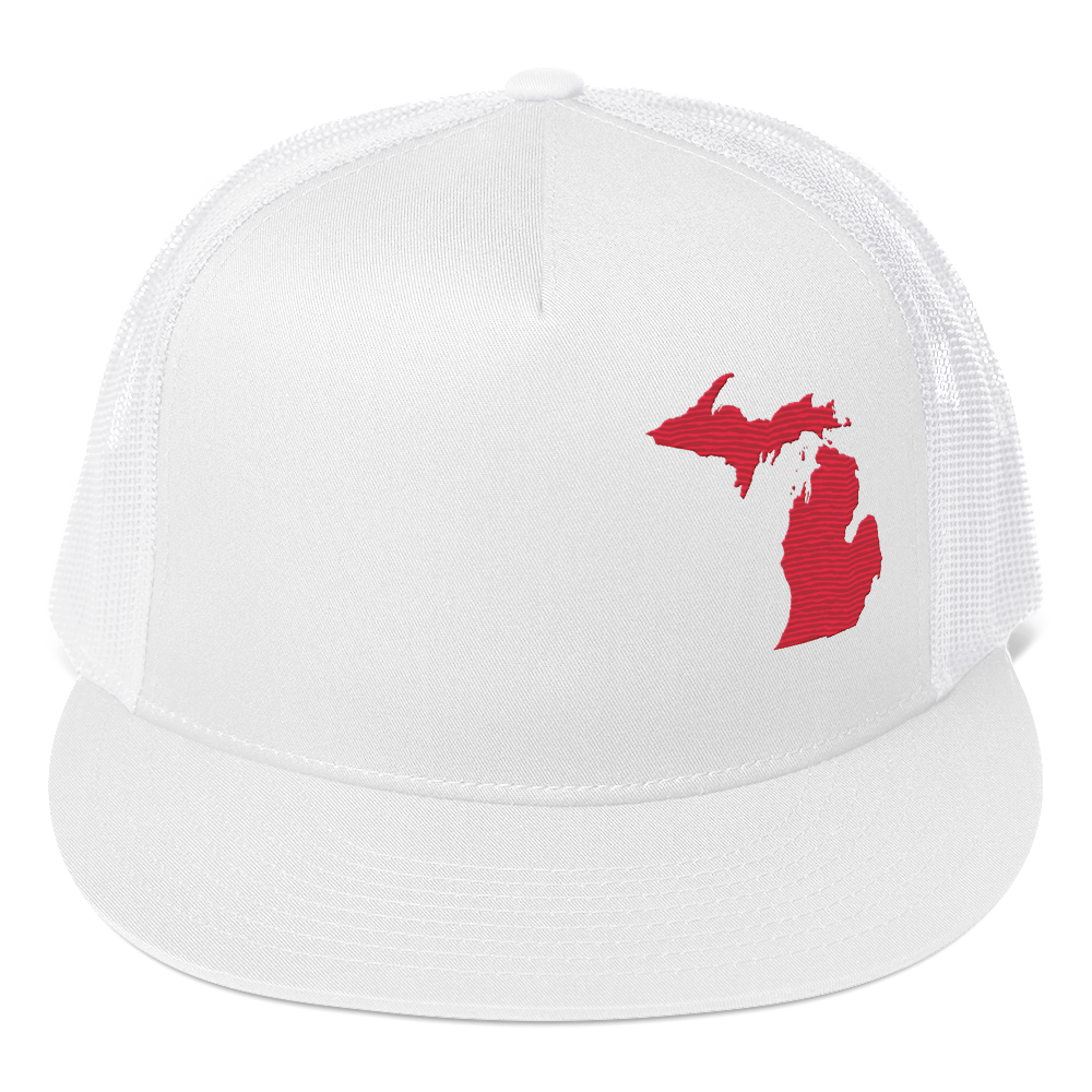 Michigan Trucker Hat | 5-Panel - Lighthouse Red Outline