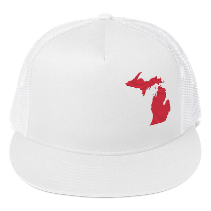 Michigan Trucker Hat | 5-Panel - Lighthouse Red Outline