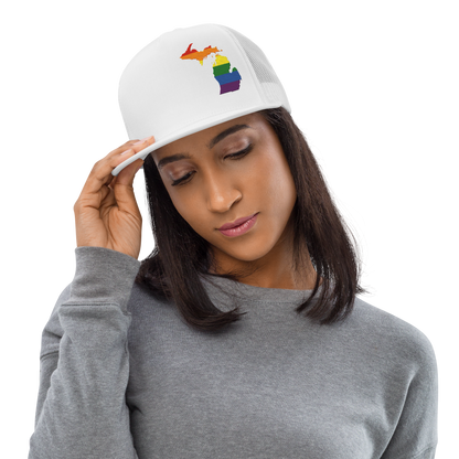 Michigan Trucker Hat | 5-Panel - Rainbow Pride Outline