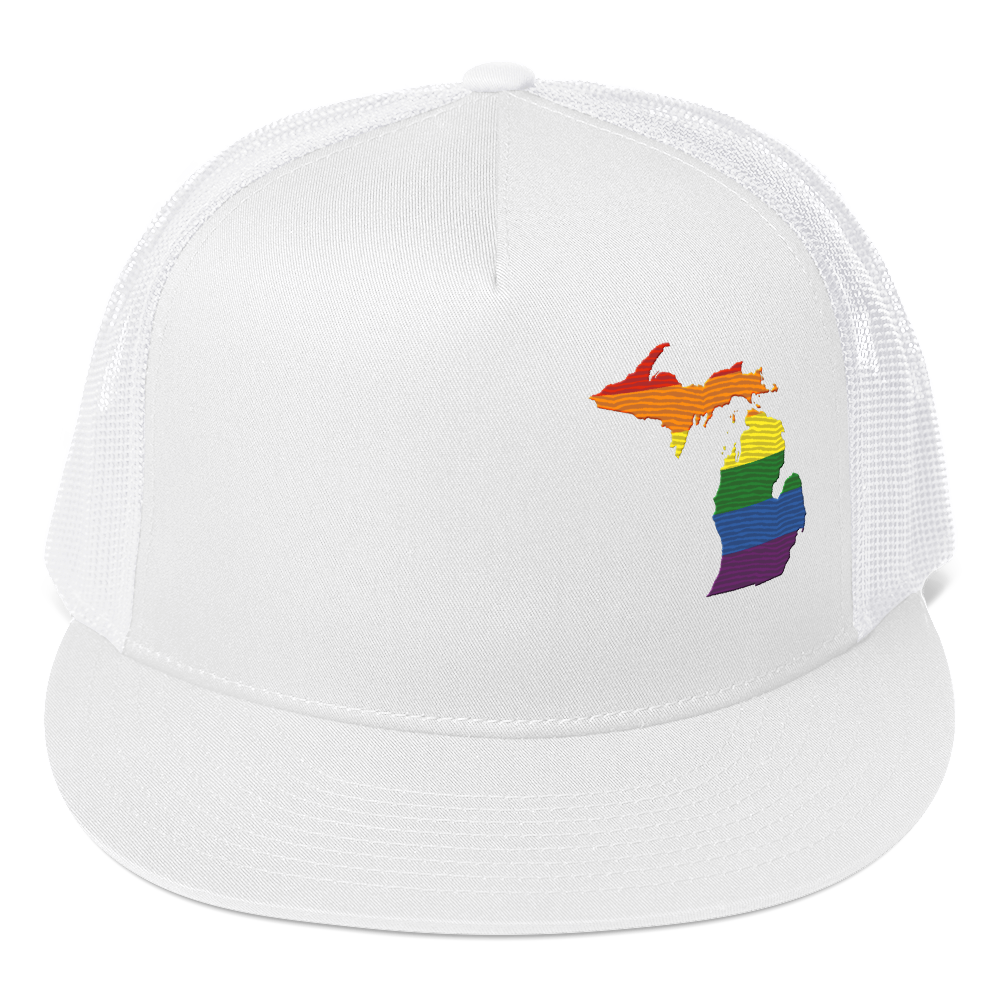 Michigan Trucker Hat | 5-Panel - Rainbow Pride Outline