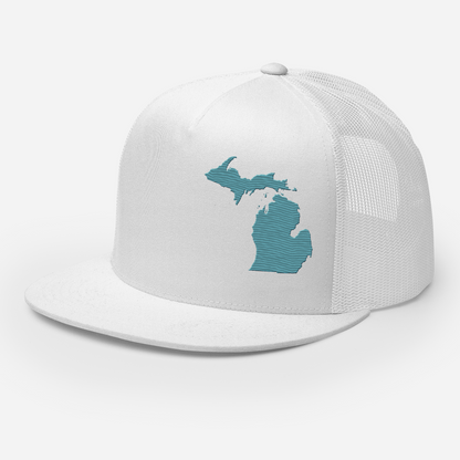 Michigan Trucker Hat | 5-Panel - Huron Blue Outline