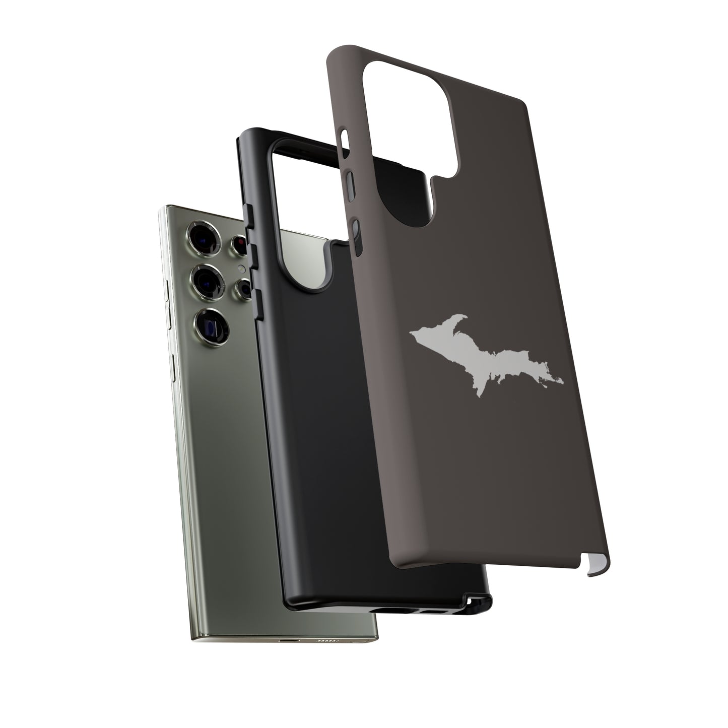 Michigan Upper Peninsula Tough Phone Case (Warren Tank Grey w/ UP Outline) | Samsung & Pixel Android