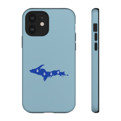 Michigan Upper Peninsula Tough Phone Case (Opal Blue w/ UP Quebec Flag Outline) | Apple iPhone