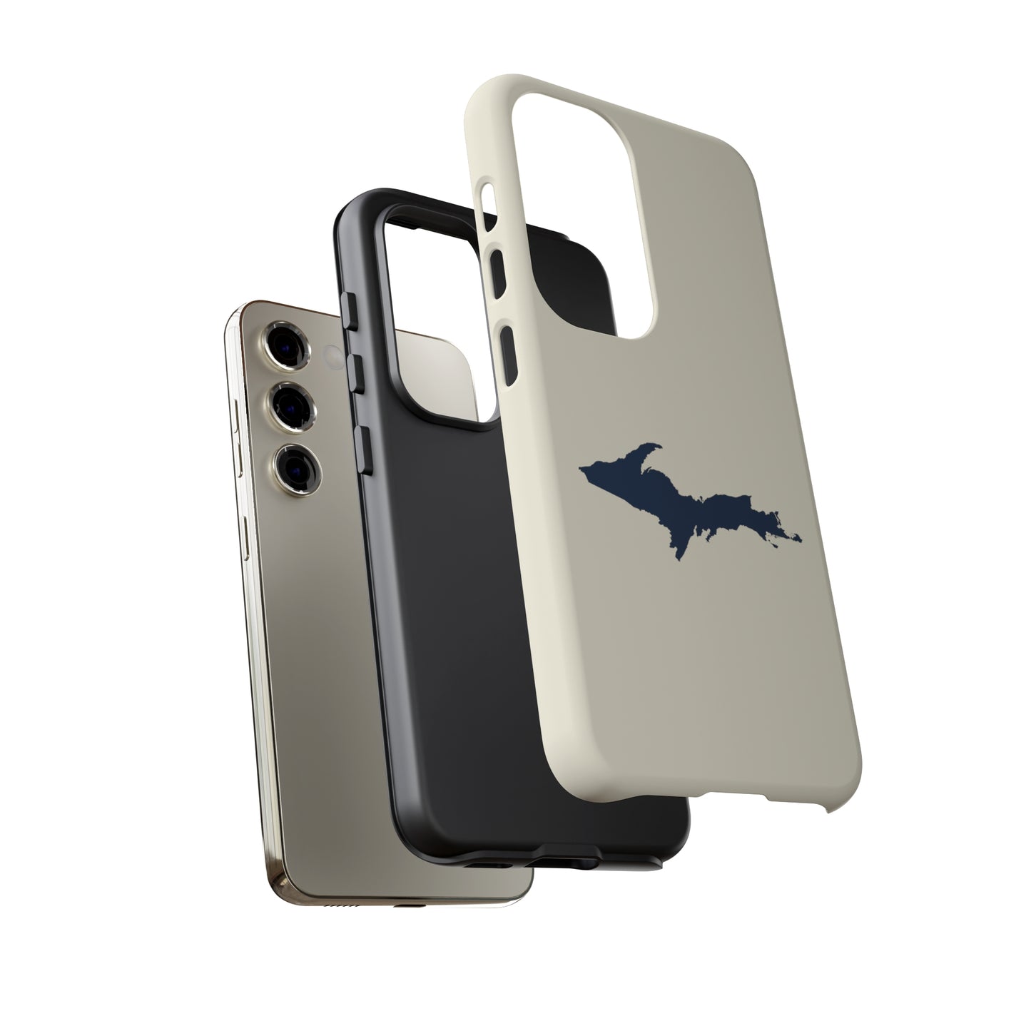 Michigan Upper Peninsula Tough Phone Case (Ivory w/ Navy UP Outline) | Samsung & Pixel Android