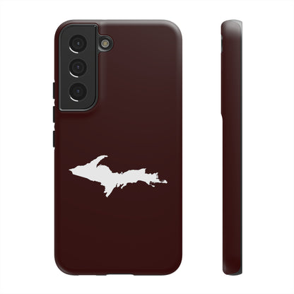 Michigan Upper Peninsula Tough Phone Case (Cherrywood Color w/ UP Outline) | Samsung & Pixel Android