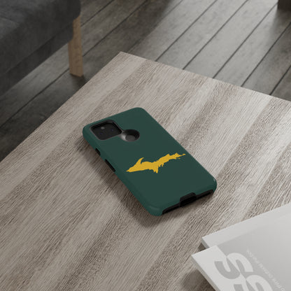 Michigan Upper Peninsula Tough Phone Case (Green w/ Gold UP Outline) | Samsung & Pixel Android