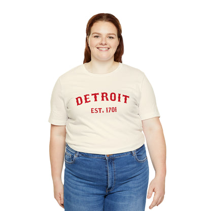 'Detroit EST. 1701' T-Shirt (Aliform Red Ballpark Font) | Unisex Standard