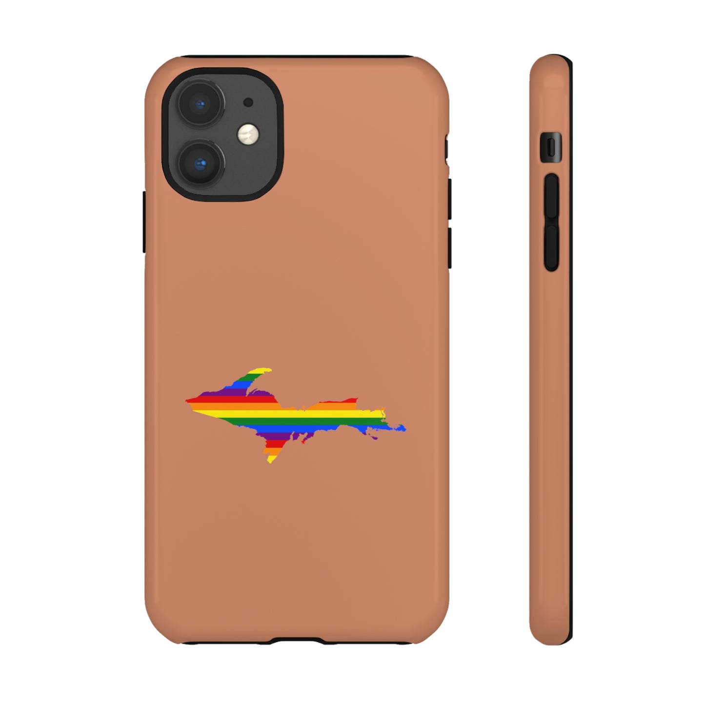 Michigan Upper Peninsula Tough Phone Case (Copper Color w/ UP Pride Flag Outline) | Apple iPhone