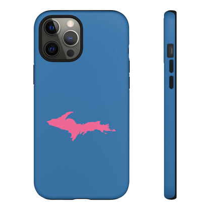 Michigan Upper Peninsula Tough Phone Case (Lake Superior Blue w/ Pink UP Outline) | Apple iPhone