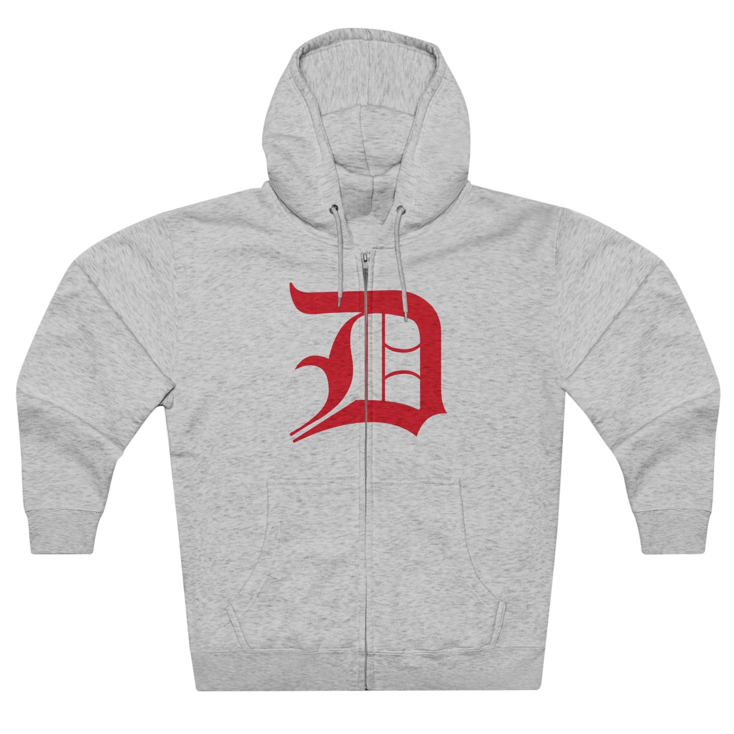 Detroit 'Old English D' Hoodie (Full-Body Aliform Red) | Unisex Full Zip