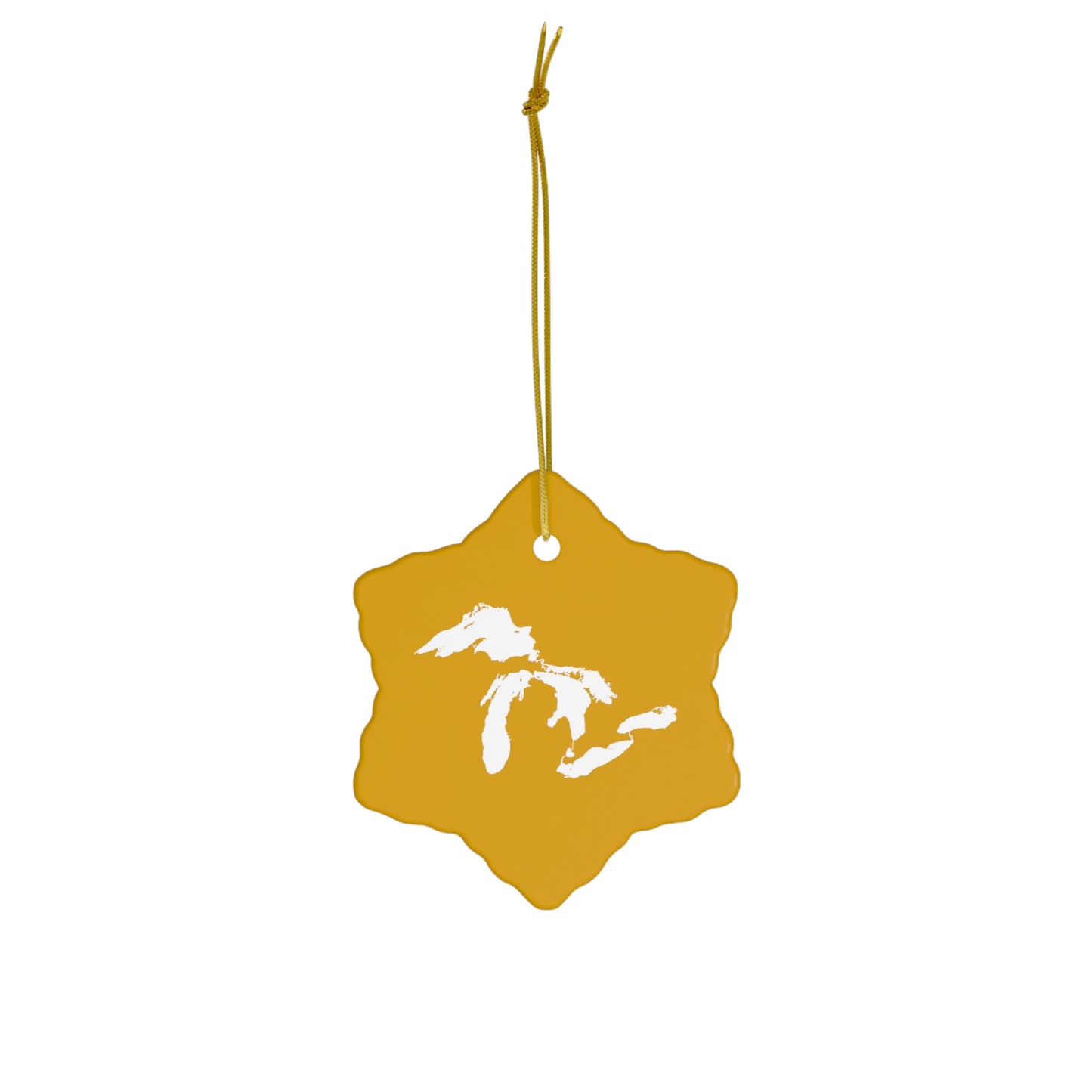 Great Lakes Christmas Ornament (Gold) | Ceramic - 4 Shapes