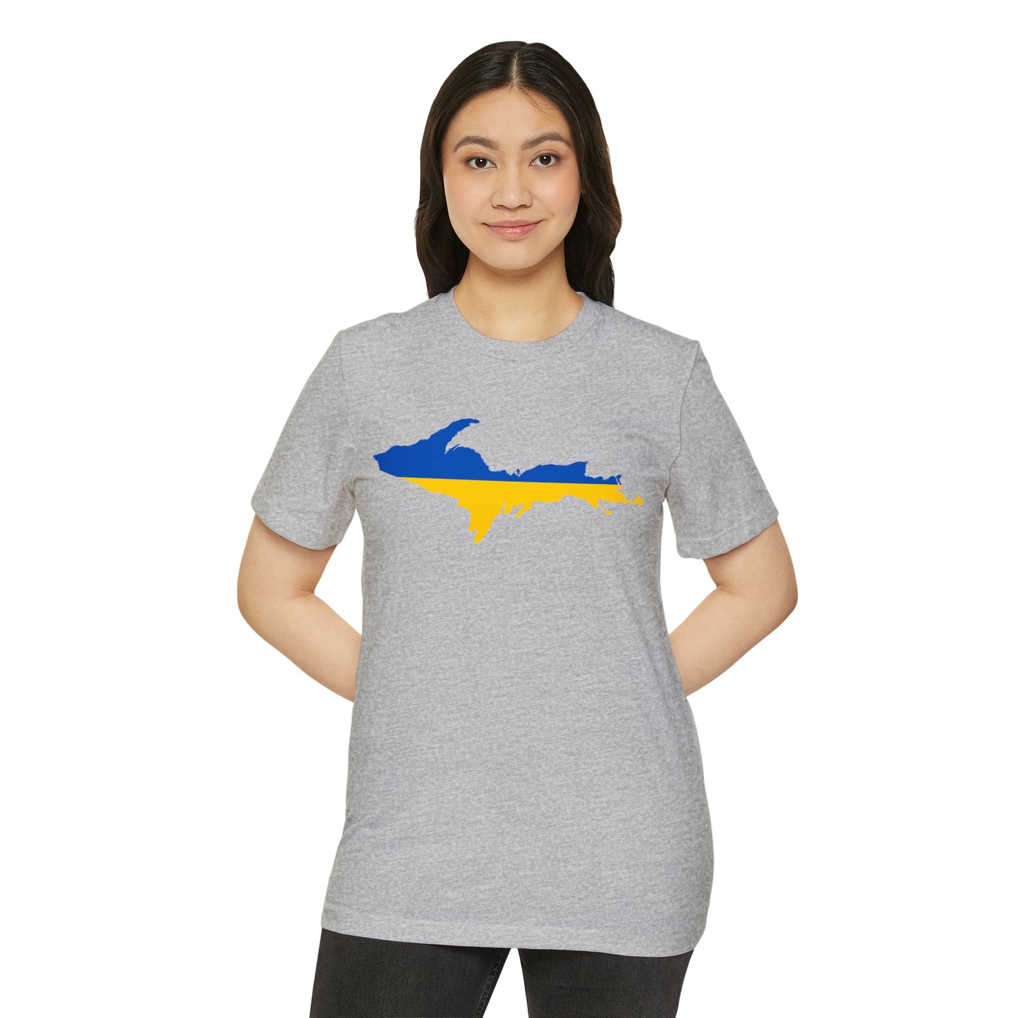 Michigan Upper Peninsula T-Shirt (w/ UP Ukraine Flag) | Unisex Recycled Organic