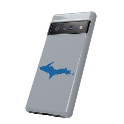 Michigan Upper Peninsula Tough Phone Case (Silver w/ Azure UP Outline) | Samsung & Pixel Android