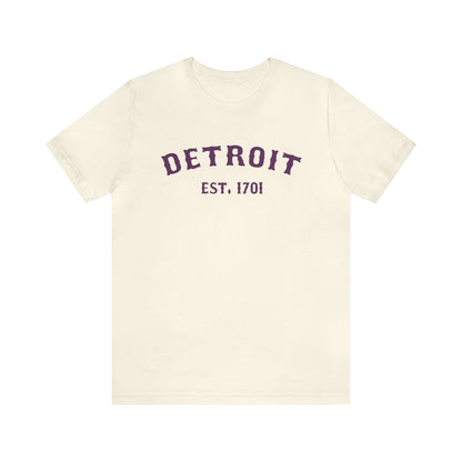 'Detroit EST. 1701' T-Shirt (Plum Ballpark Font) | Unisex Standard