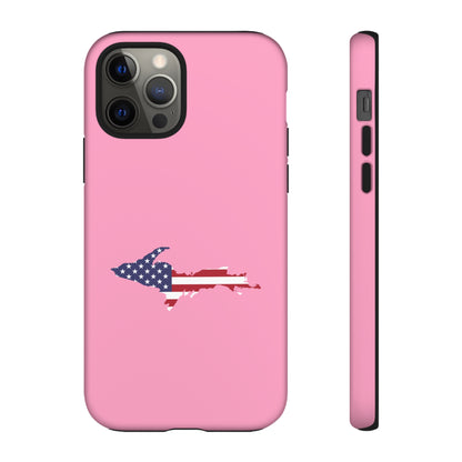 Michigan Upper Peninsula Tough Phone Case ('67 Caddie Pink w/ UP USA Flag Outline) | Apple iPhone