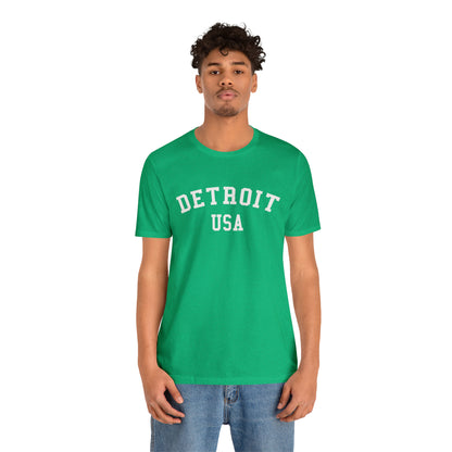 'Detroit USA' T-Shirt (Collegiate Font) | Unisex Standard