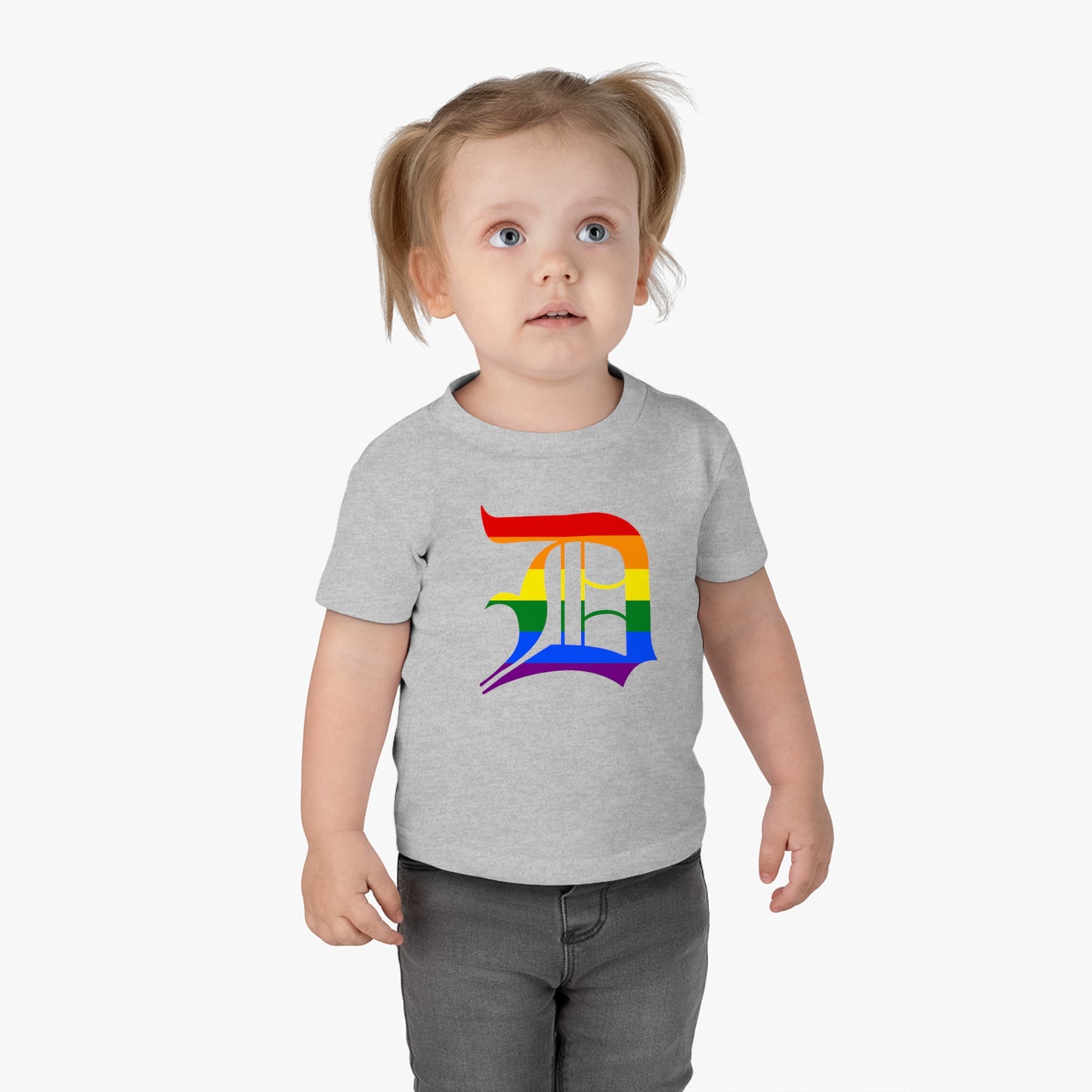 Detroit 'Old English D' Infant T-Shirt (Rainbow Pride Edition) | Short Sleeve