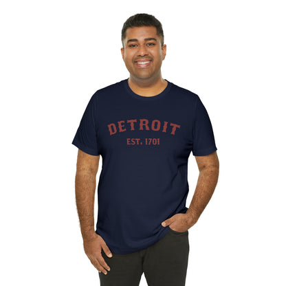 Detroit EST. 1701' T-Shirt (Ore Dock Red Ballpark Font) | Unisex Standard