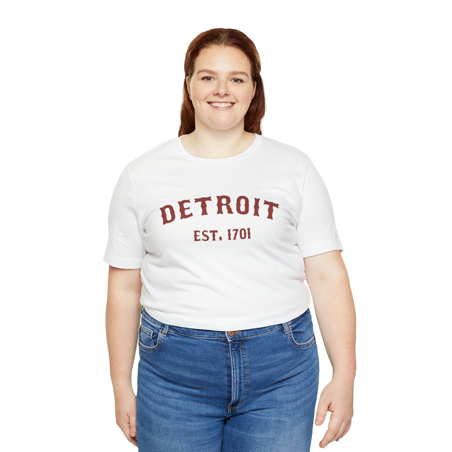 Detroit EST. 1701' T-Shirt (Ore Dock Red Ballpark Font) | Unisex Standard