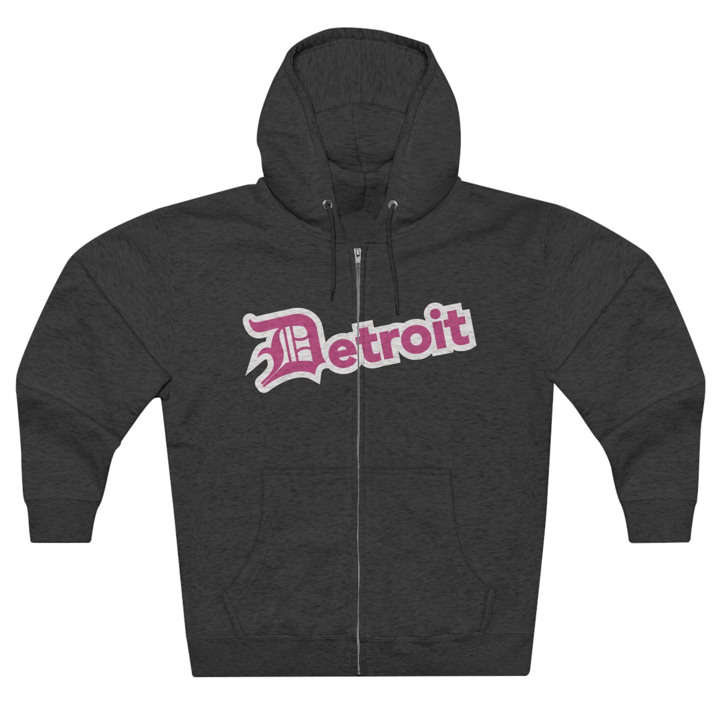 'Detroit' Hoodie (Apple Blossom Pink w/ Old English 'D') | Unisex Full Zip