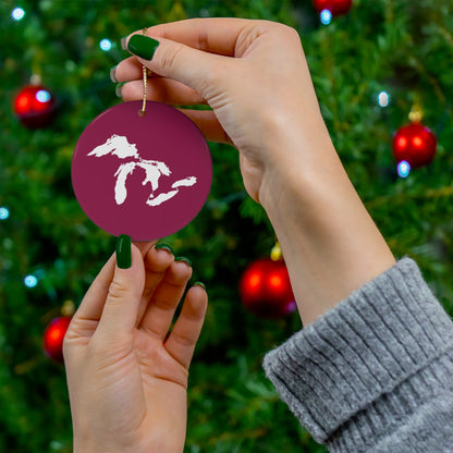 Great Lakes Christmas Ornament (Ruby Red) | Ceramic - 4 Shapes