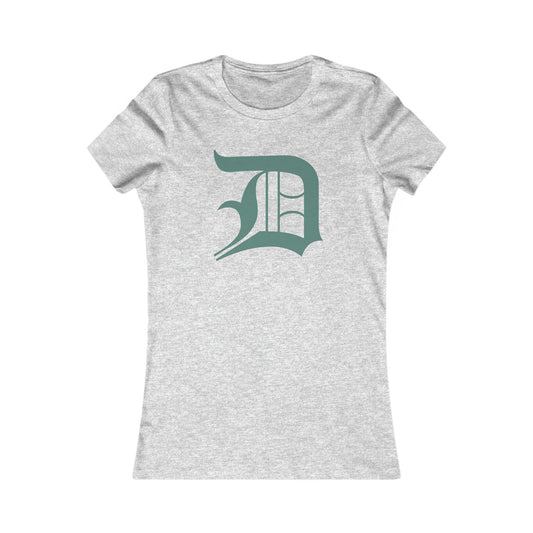 Detroit 'Old English D' T-Shirt (Copper Green) | Women's Slim Fit